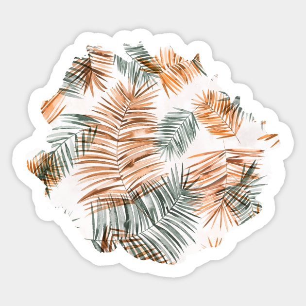 Palms branches Orange green Sticker by ninoladesign